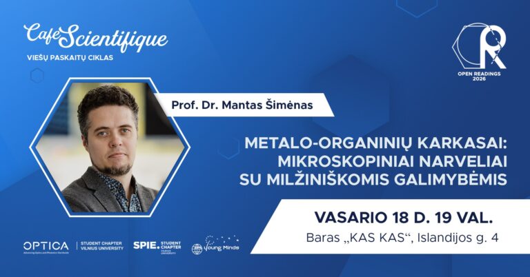 #4 Café Scientifique: „Metalo-organinių karkasai: mikroskopiniai narveliai su milžiniškomis galimybėmis“