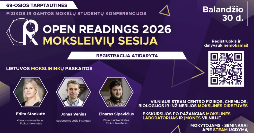 Kviečiame 9-12 kl. moksleivius registruotis į „Open Readings 2026“ moksleivių sesiją!